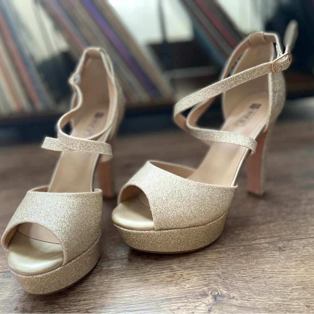 Gold Glitter Platform Heels